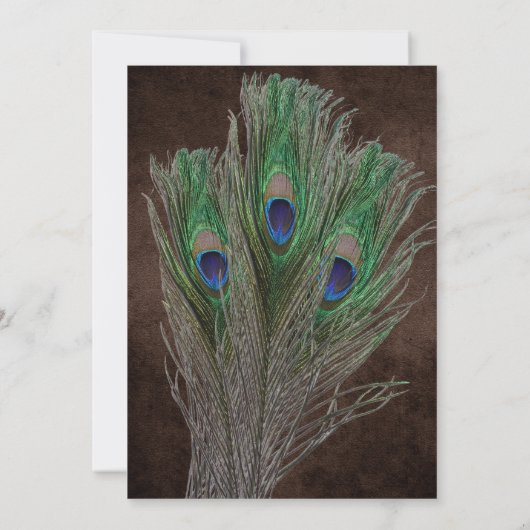 Peacock Boho Country Wood Rustic Wedding Kaart (Achterkant)