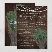 Peacock Boho Country Wood Rustieke bruiloft Kaart (Voorkant / Achterkant)