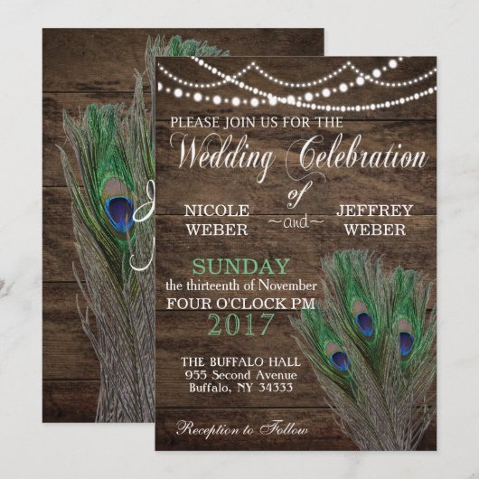 Peacock Boho Country Wood Weddenschap Kaart (Voorkant / Achterkant)