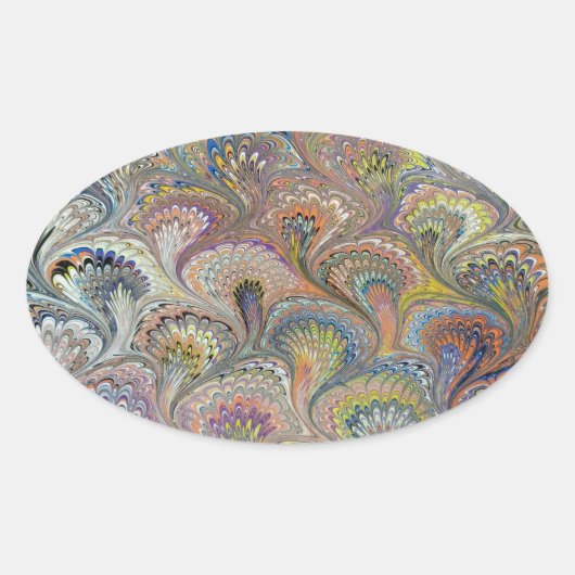 Peacock Bouquet Ovale Sticker (Voorkant)