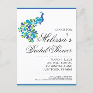 Peacock Bridal Shower Invitation Briefkaart