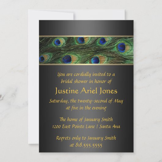 Peacock Bridal Shower Invitation Kaart (Voorkant)