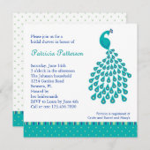 Peacock Bridal Shower Invitation Kaart (Voorkant / Achterkant)