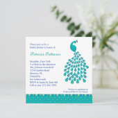 Peacock Bridal Shower Invitation Kaart (Staand voorkant)