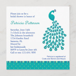 Peacock Bridal Shower Invitation Kaart
