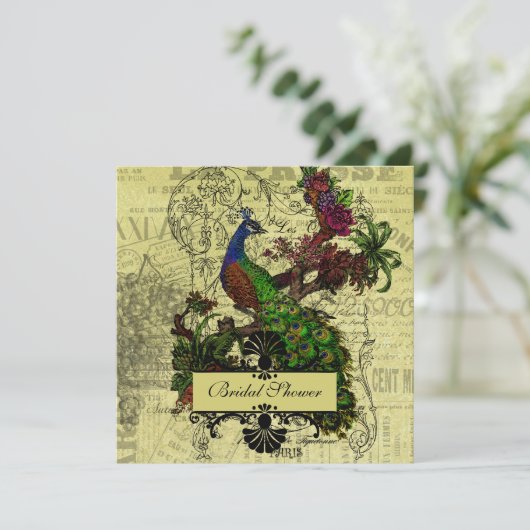  Peacock Bridal Shower Kaart (Staand voorkant)