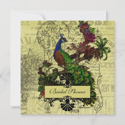  Peacock Bridal Shower Kaart (Voorkant)