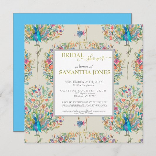  Peacock Bridal Shower Kaart (Voorkant / Achterkant)