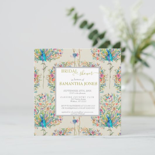  Peacock Bridal Shower Kaart (Staand voorkant)