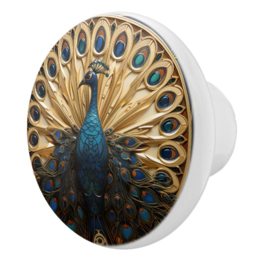 Peacock Britse Royal Blue Victoriaans Art Deco Keramische Knop (Rechts)