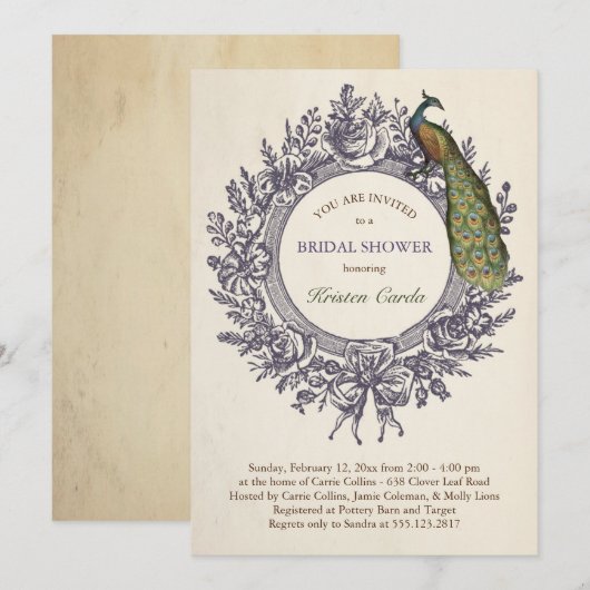Peacock Bruids Douche Uitnodigingen (Voorkant / Achterkant)