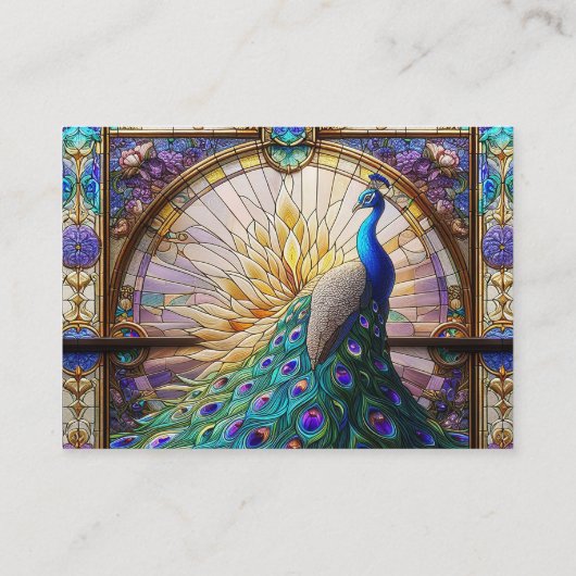 Peacock Bruiloft Glas in lood Details Website Informatiekaartje (Achterkant)