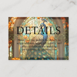 Peacock Bruiloft Glas in lood Details Website Informatiekaartje