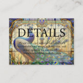 Peacock Bruiloft Glas in lood Details Website Informatiekaartje (Voorkant)