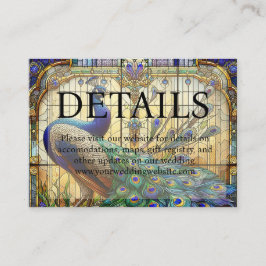 Peacock Bruiloft Glas in lood Details Website Informatiekaartje