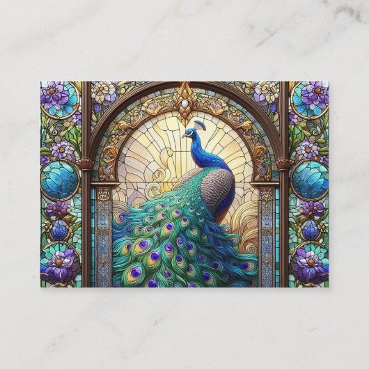 Peacock Bruiloft Glas in lood Details Website Informatiekaartje (Achterkant)