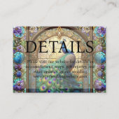 Peacock Bruiloft Glas in lood Details Website Informatiekaartje (Voorkant)