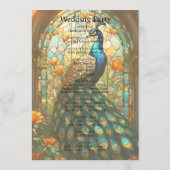 Peacock Bruiloft Glas in lood Programma Kaart (Achterkant)