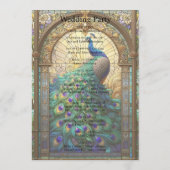 Peacock Bruiloft Glas in lood Programma Kaart (Achterkant)