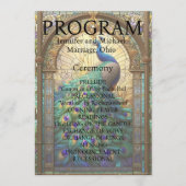 Peacock Bruiloft Glas in lood Programma Kaart (Voorkant)