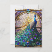 Peacock Bruiloft Glas in lood RSVP Respons Kaart (Achterkant)