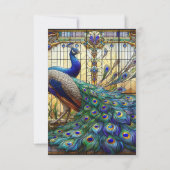Peacock Bruiloft Glas in lood RSVP Respons Kaart (Achterkant)