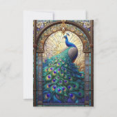 Peacock Bruiloft Glas in lood RSVP Respons Kaart (Achterkant)