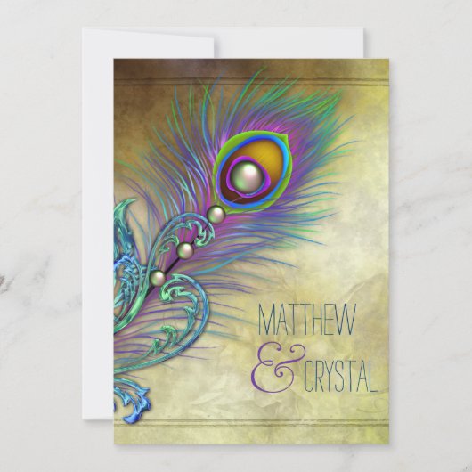  Peacock bruiloft Kaart (Voorkant)