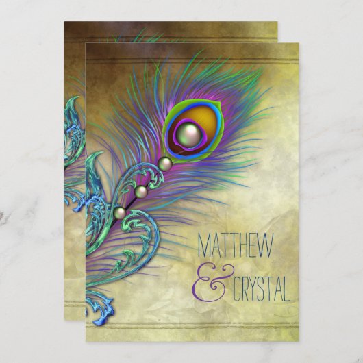  Peacock bruiloft Kaart (Voorkant / Achterkant)