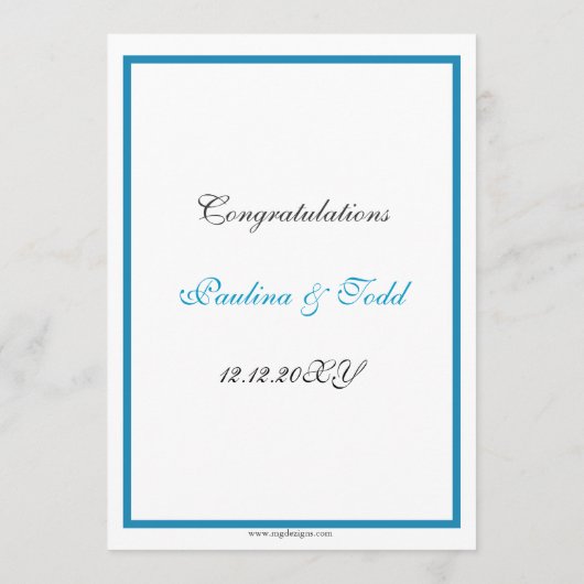 Peacock bruiloft menu (Achterkant)