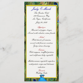 Peacock Bruiloft Menu Kaart