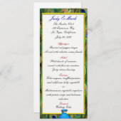 Peacock Bruiloft Menu Kaart (Voorkant / Achterkant)