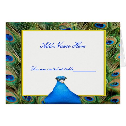 Peacock Bruiloft Plaats Kaart (Voorkant Horizontaal)