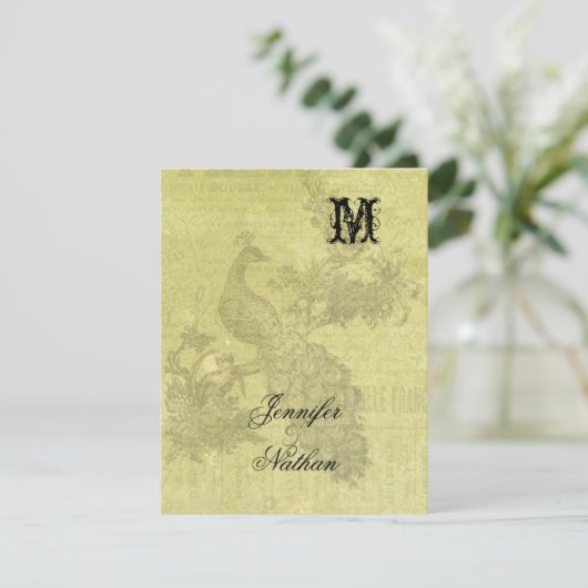 Peacock Bruiloft RSVP Kaart (Staand voorkant)