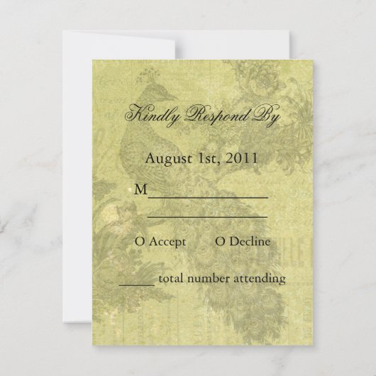  Peacock Bruiloft RSVP Kaart (Achterkant)
