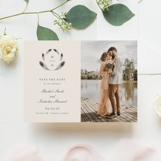 Peacock Bruiloft Save the Date