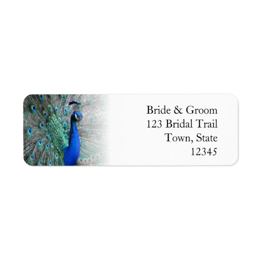 Peacock bruiloft thema 1 etiket (Voorkant)