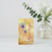 Peacock Business Paars Cream  Damask Visitekaartje (Staand voorkant)