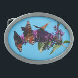 Peacock Butterflies on Buddleja Belt Buckle Gesp<br><div class="desc">Deze foto van deze vlindervlinders op de Boeddleja 'Ile de France' die ik in mijn eigen tuin nam. U kunt uw eigen achtergrondkleur kiezen.</div>