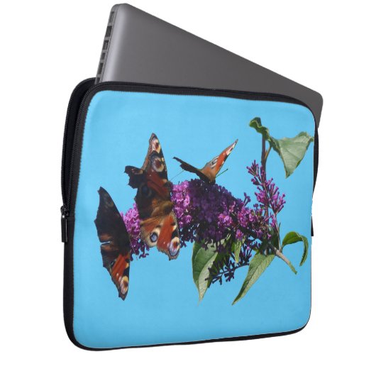 Peacock Butterflies on Buddleja Electronics Bag Laptop Sleeve (Voorkant Rechts)