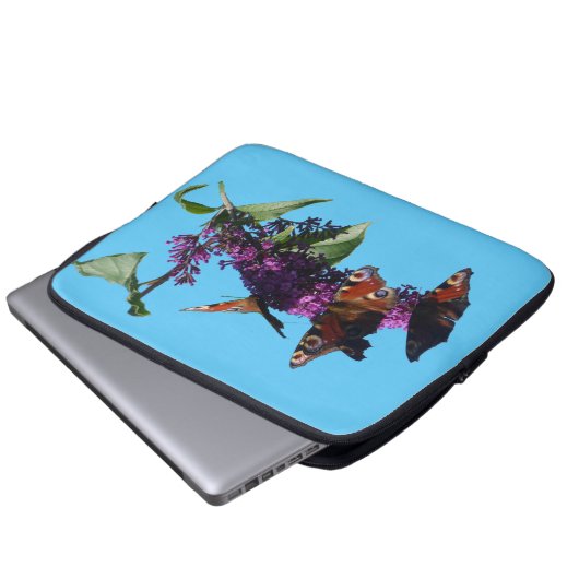 Peacock Butterflies on Buddleja Electronics Bag Laptop Sleeve (Voorkant onderkant)