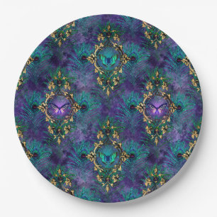 Peacock Butterflies Weddenschap Papier Borden Papieren Bordje