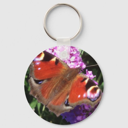 Peacock Butterfly and Buddleia Sleutelhanger (Achterkant)