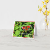 Peacock Butterfly Birthday Wenskaart Kaart (Gele Bloem)