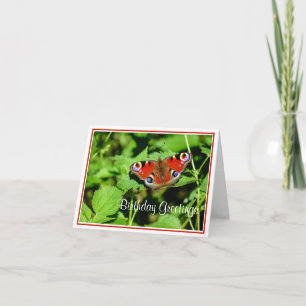 Peacock Butterfly Birthday Wenskaart Kaart