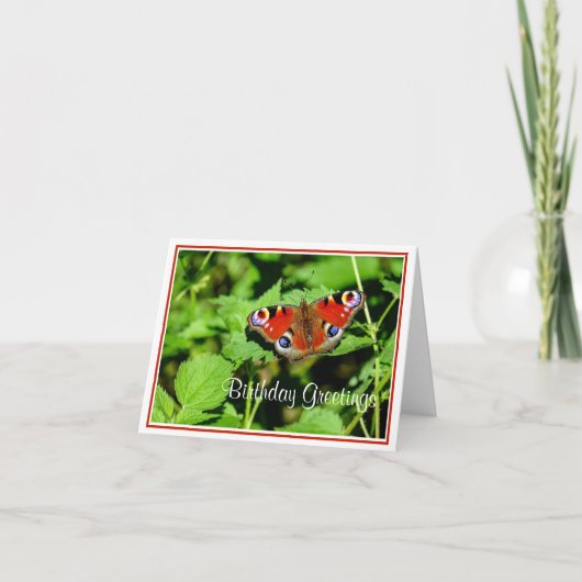 Peacock Butterfly Birthday Wenskaart Kaart (Voorkant)