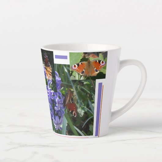 Peacock Butterfly Collage Latte Mok (Rechts)