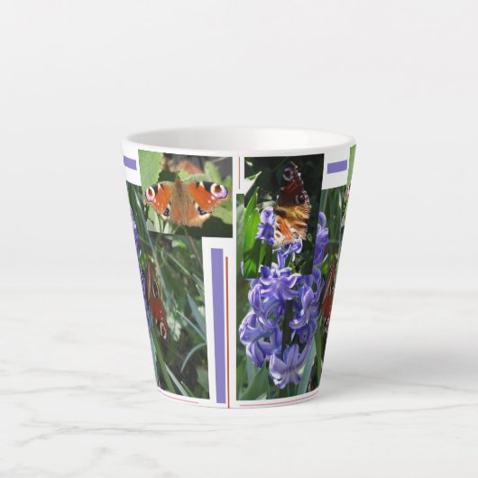 Peacock Butterfly Collage Latte Mok (Voorkant)