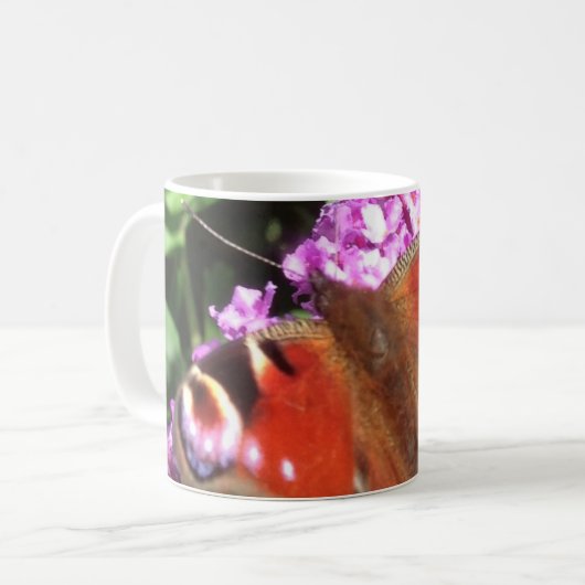 Peacock Butterfly en Buddleia Koffiemok (Voorkant links)