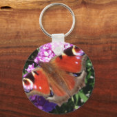 Peacock Butterfly en Buddleia Sleutelhanger (Voorkant)